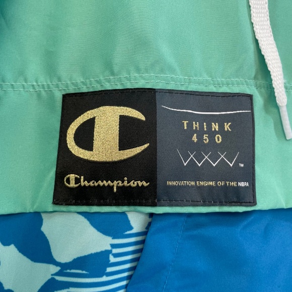 Champion Think 450 NBPA Rare Lightweight Half Zip Jacket Blue and Green - Picture 2 of 15